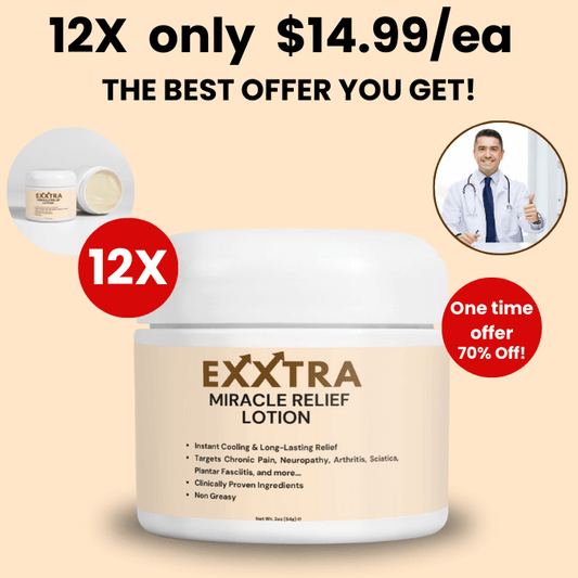 12X Jar New Upgraded Formula - Exxtra Miracle Relief Cream (Patent Pending Formula) 6 to 10 Months Supply